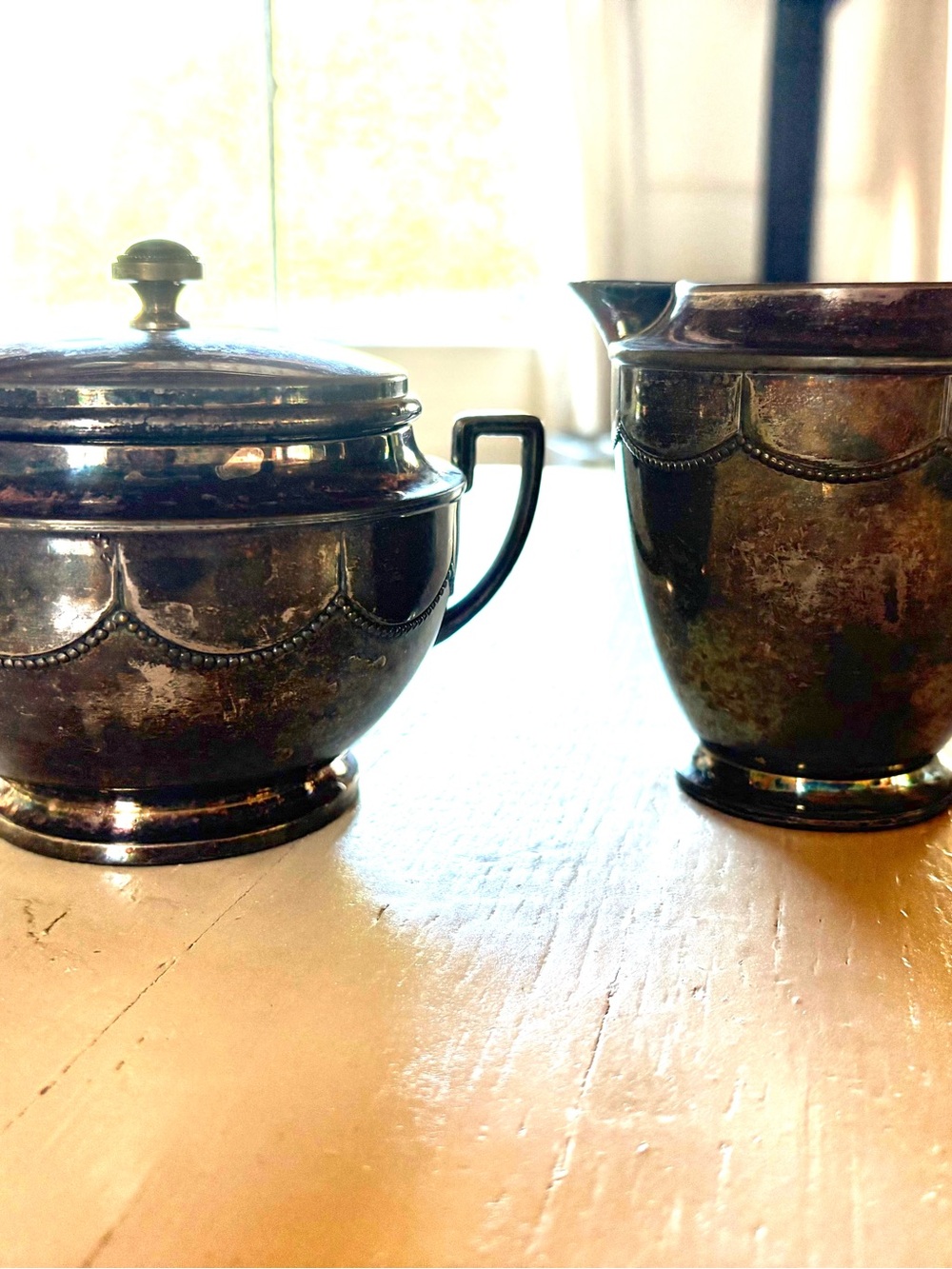 Antique Silver Plate Sugar and Cream Set
